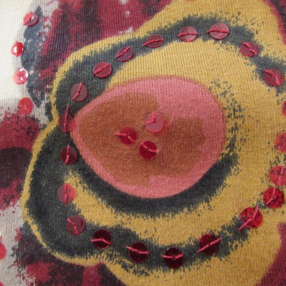 Monroe & Main Sequined Floral Cotton 3/4 Sleeve Autumn Colors Top - Picture 9 of 16